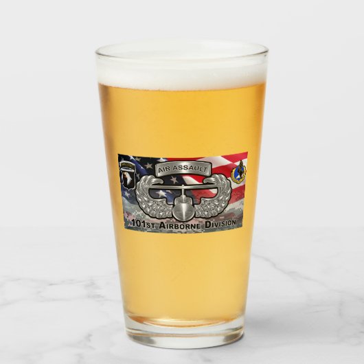 101st Airborne Divisie Amerikaanse Vlag Glas (Voorkant gevuld)