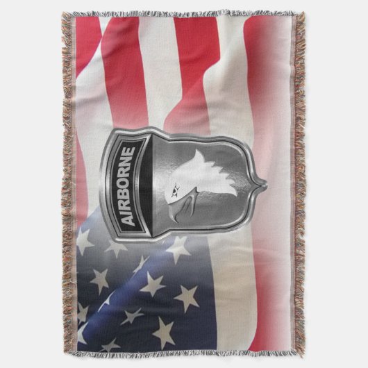 101st Airborne Division Custom Silver Framed Patch Deken (Voorkant Verticaal)