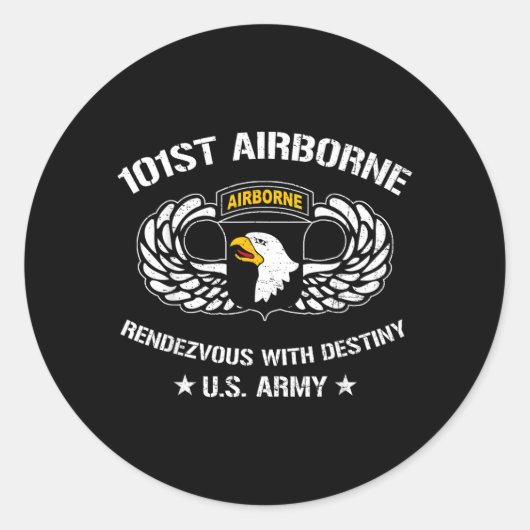 101st Airborne Division Rendezvous with Destiny Ronde Sticker (Voorkant)