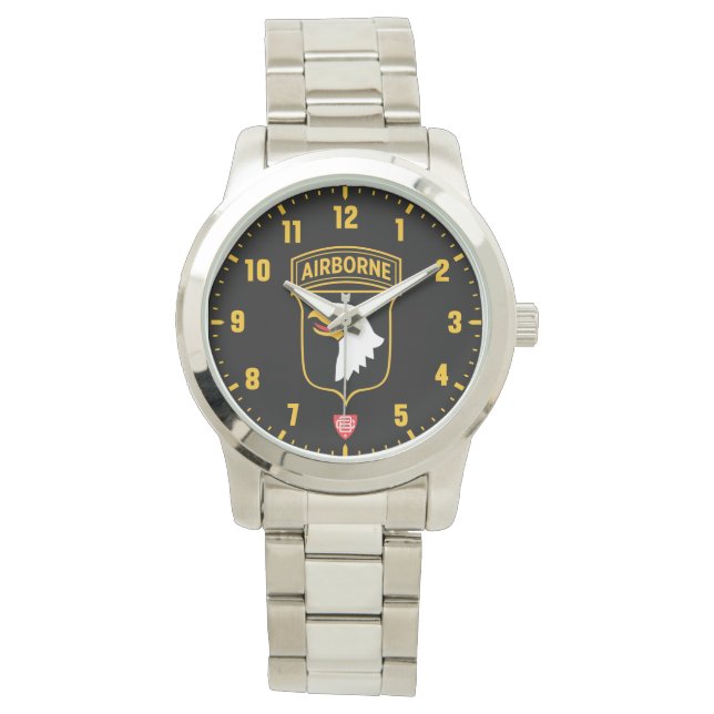 101st Airborne Division Zilver Roestvrij staal Horloge (Voorkant)