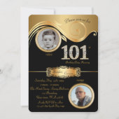 101st, Birthday Man 101st, elegant art deco, zwart Kaart (Voorkant)