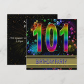 101st Birthday party Uitnodiging met bellen (Voorkant / Achterkant)