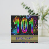 101st Birthday party Uitnodiging met bellen (Staand voorkant)