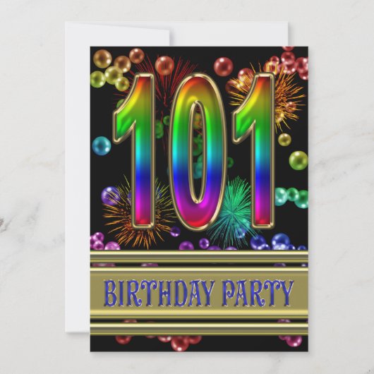 101st Birthday party Uitnodiging met bellen (Voorkant)