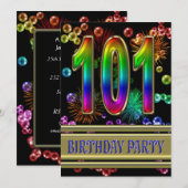 101st Birthday party Uitnodiging met bellen (Voorkant / Achterkant)