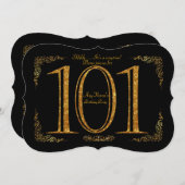 101st, Verjaardagsfeest 101st, Gatsby, zwart & gou Kaart (Voorkant / Achterkant)