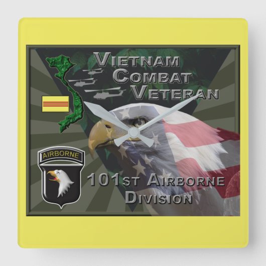 101ste Airborne Div Vietnam-veteraan Vierkante Klok (Voorkant)