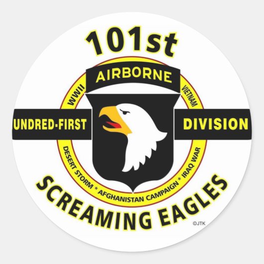 101STE LUCHTVAARTAFDELING "SCREAMING ELLES" RONDE STICKER (Voorkant)