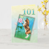 101ste Verjaardag met een speelse kat Kaart (Gele Bloem)