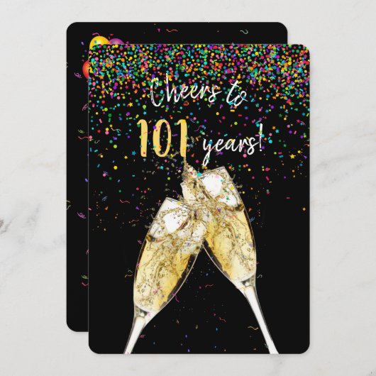 101ste verjaardagsfeestje kaart (Voorkant / Achterkant)