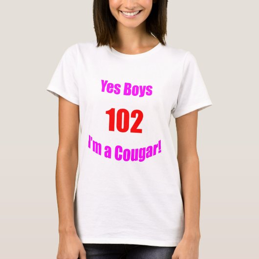 102 Cougar Birthday T-shirt (Voorkant)