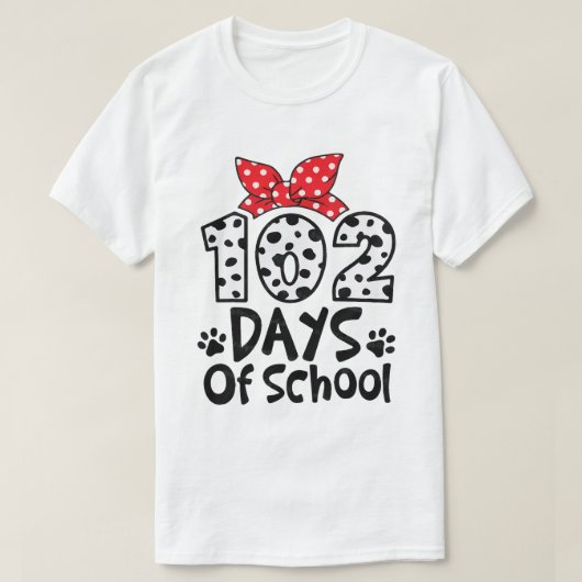 102 dagen school vandaag 100 dagen slimmer dalmati t-shirt (Design voorkant)