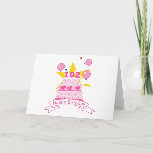 102 de Cake van de Verjaardag van éénjarigen Kaart (Voorkant)