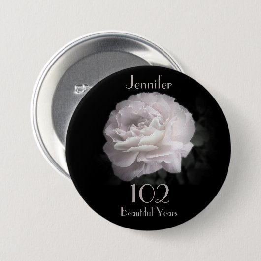 102 jaar oude, Bleke roze roze Button Pin (Voorkant /achterkant)