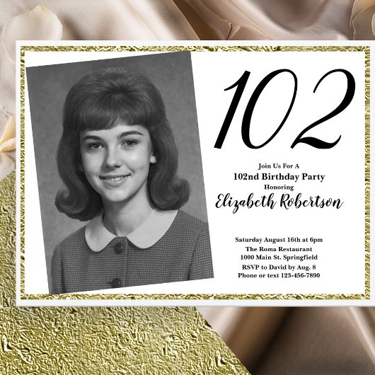 102e aangepaste foto wit en goud kaart
