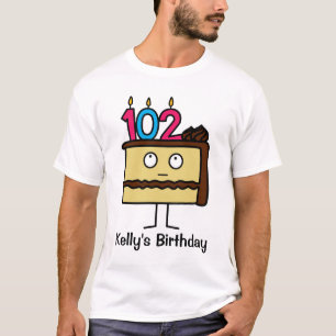 102e Birthday Cake met kaarsen T-shirt