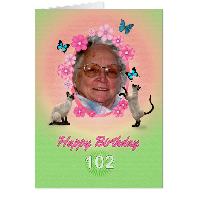 102e fotokaart met katten en vlinders, (Voorkant)