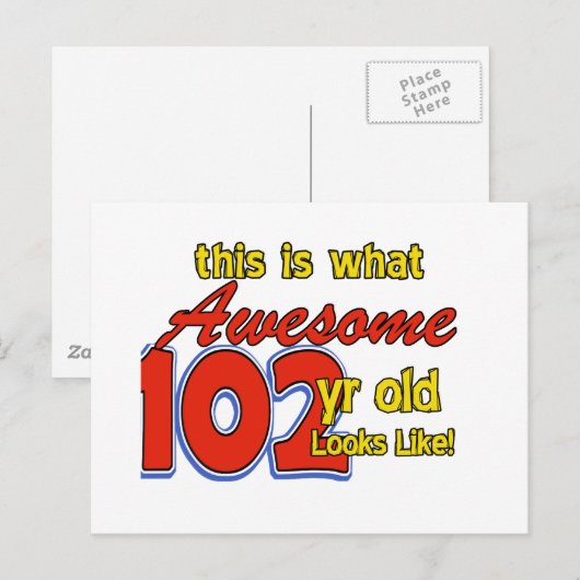 102e jaar oude design briefkaart (Voorkant / Achterkant)