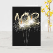 102e jaarsparklers op zwart kaart (Gele Bloem)