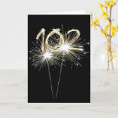 102e jaarsparklers op zwart kaart (Gele Bloem)