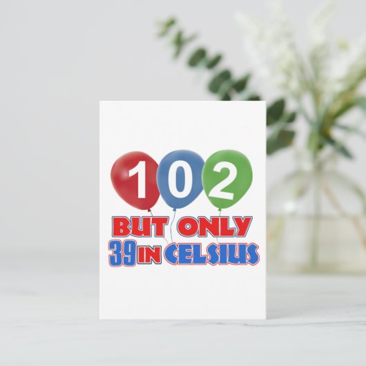 102e verjaardag design briefkaart (Staand voorkant)