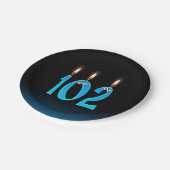 102e verjaardag met verlichte kaars nummers papieren bordje (Gekanteld)