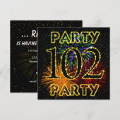 102e verjaardag met vuurwerk kaart (Voorkant / Achterkant)