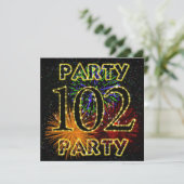 102e verjaardag met vuurwerk kaart (Staand voorkant)