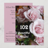 102e verjaardag Partij - Roze Rose Bouquet Kaart (Voorkant / Achterkant)