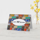 102e verjaardag Rusty-Bord Kaart (Gele Bloem)