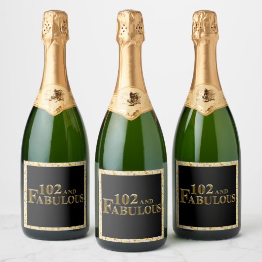102e verjaardag sparkling wijnetiket (Flessen)