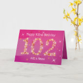 102e verjaardag - Sterrennummers - Roze - Leeftijd Kaart (Gele Bloem)