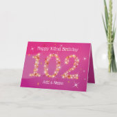 102e verjaardag - Sterrennummers - Roze - Leeftijd Kaart (Voorkant)