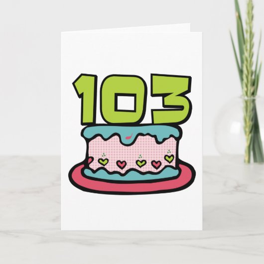 103 de Cake van de Verjaardag van éénjarigen Kaart (Voorkant)