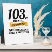 103 jaar en nog steeds verjaardag fotoplaat (Zijkant)