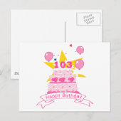 103 jaar oude Birthday Cake Briefkaart (Voorkant / Achterkant)