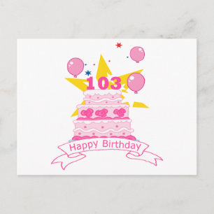 103 jaar oude Birthday Cake Briefkaart
