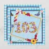 103 Welterday party Invitation bloemen, vlinders Kaart (Voorkant / Achterkant)