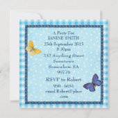 103 Welterday party Invitation bloemen, vlinders Kaart (Achterkant)