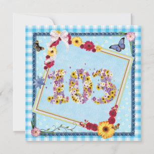 103 Welterday party Invitation bloemen, vlinders Kaart