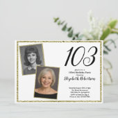 103e aangepaste foto wit en goud kaart (Staand voorkant)