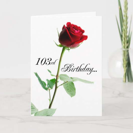 103e Birthday Red Rose Kaart (Voorkant)