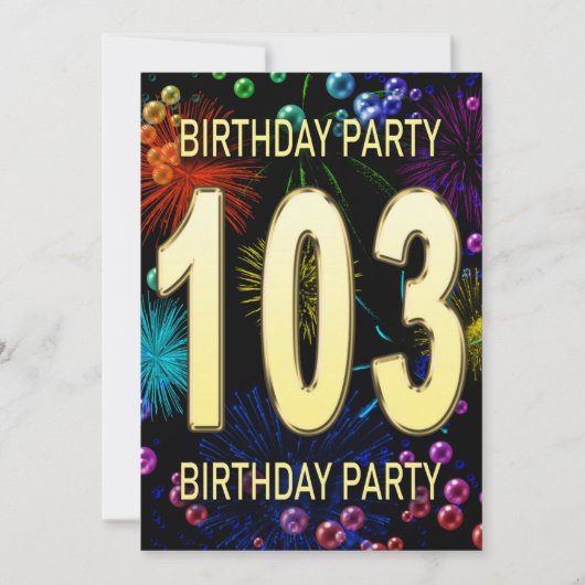 103e 'Birthday'-vuurwerkbalken Kaart (Voorkant)