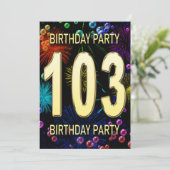 103e 'Birthday'-vuurwerkbalken Kaart (Staand voorkant)