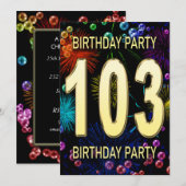 103e 'Birthday'-vuurwerkbalken Kaart (Voorkant / Achterkant)