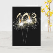 103e jaarsparklers op zwart kaart (Gele Bloem)