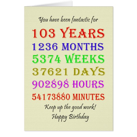 103e mijlpalen van de verjaardag (Voorkant)