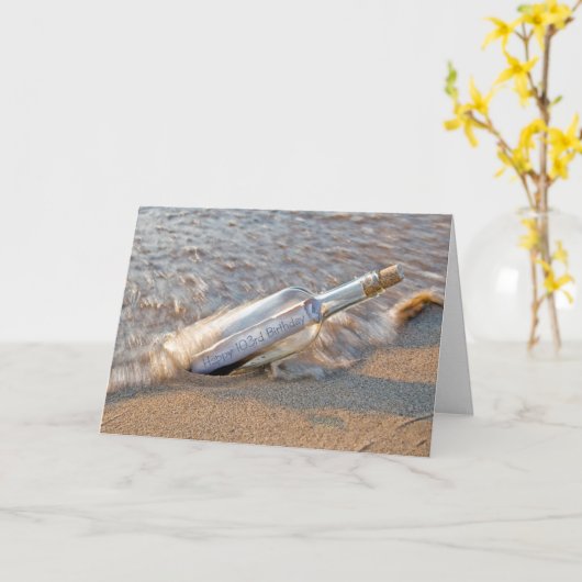 103e verjaardag in een fles kaart (Gele Bloem)