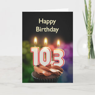 103e verjaardag met cake en kaarsen kaart