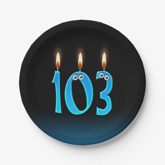 103e verjaardag met verlichte kaarsnummers papieren bordje (Voorkant)